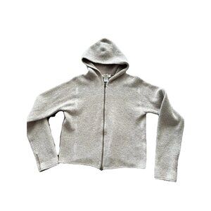 Eddie Bauer Lambswool Zip-Up Hoodie Sweater Women’s Small Gray Lambs Wool Blend